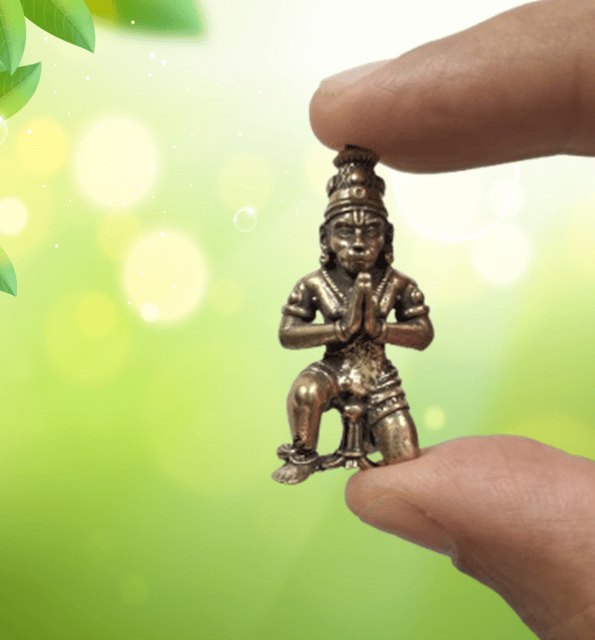 Rare Miniature Brass Idol Devoted Hanuman Bajrangbali: Collectible Statue With Detailed Fine Workmanship (12698Z35)