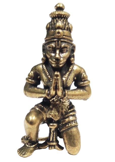 Rare Miniature Brass Idol Devoted Hanuman Bajrangbali: Collectible Statue With Detailed Fine Workmanship (12698Z35)