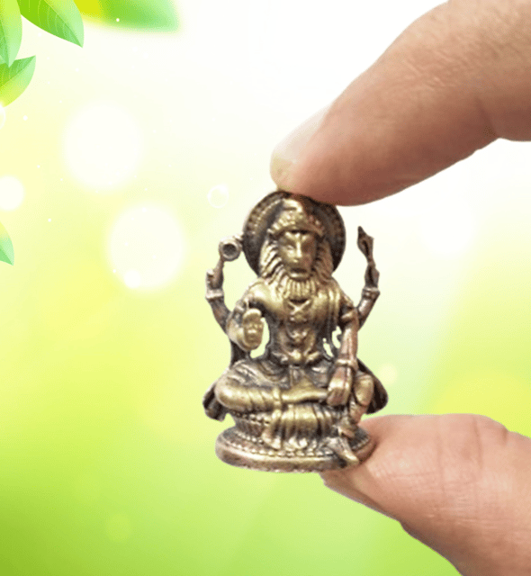 Rare Miniature Brass Idol Vishnu In Narasihman Avatar: Collectible Statue With Detailed Fine Workmanship (12698Z37)