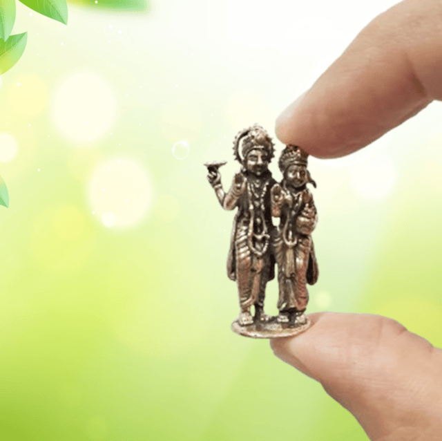 Rare Miniature Brass Idol Laxminarayan Vishnu Lakshmi: Collectible Statue With Detailed Fine Workmanship (12698Z39)