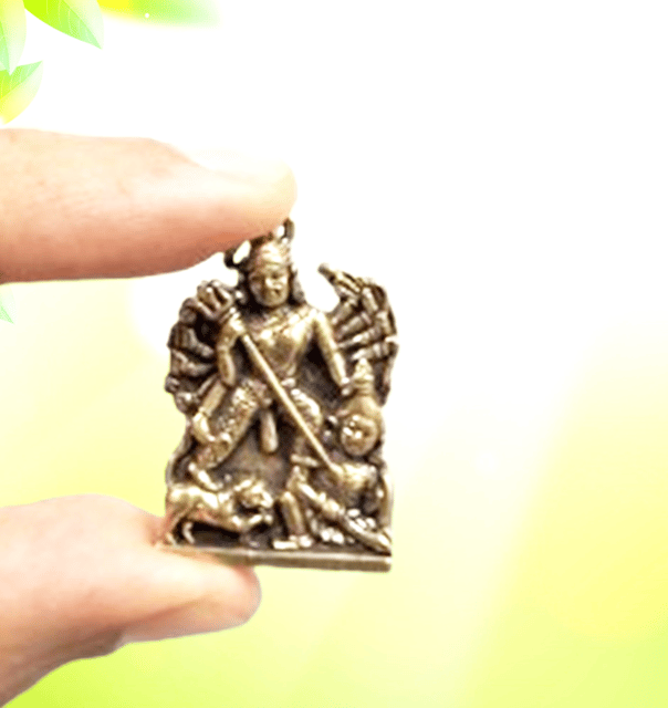 Rare Miniature Brass Idol Durga Mahishasura-mardini: Unique Collectible Statue With Detailed Fine Workmanship (12698Z42)