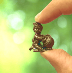 Rare Miniature Brass Idol Makhan Chor Krishna: Collectible Statue With Fine Workmanship (12698A)