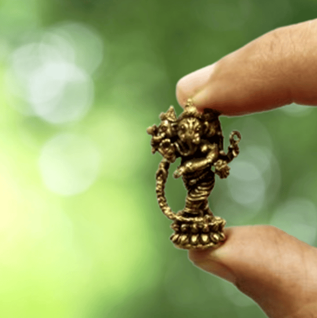 Rare Miniature Brass Idol Standing 3-Head Trimukha Ganesha: Collectible Statue With Fine Workmanship (12698D)