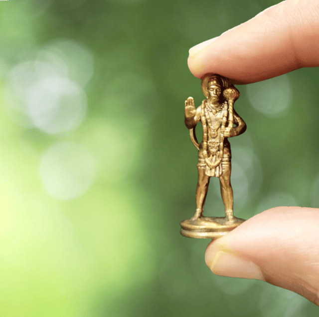 Rare Miniature Brass Idol Standing Hanuman Bajrangbali: Collectible Statue With Detailed Very Fine Workmanship (12698G)
