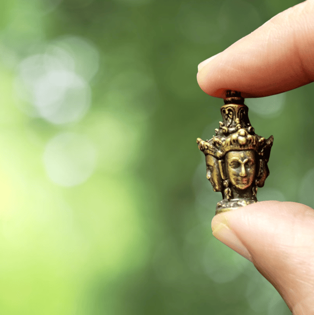 Rare Miniature Brass Idol Four Faced Buddha Stupa: Collectible Statue With Detailed Very Fine Workmanship (12698I)