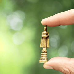 Rare Miniature Brass Statue Buddha Holding Bowl: Collectible Statue With Detailed Very Fine Workmanship (12698K)
