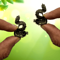 Metal Miniature Statue Dragon Pair: Collectible Set Of 2 Figurines (11235B)