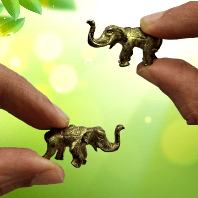 Metal Miniature Statue Elephant Pair: Collectible Set Of 2 Figurines (11235H)