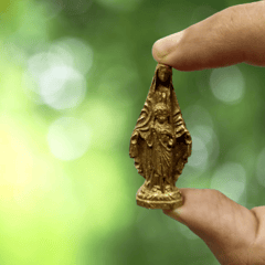 Rare Miniature Brass Mother Mary & Jesus Christ: Unique Collectible Gold Finish Statue (12150)