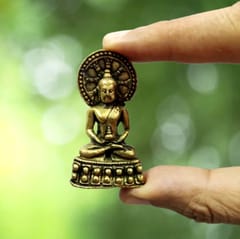 Metal Idol Buddha: Rare Collectible Small-But-Heavy Statue, Golden, 2 Inch (12599F)