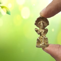 Rare Miniature Brass Idol Vishnu: Unique Collectible Gold Finish Statue (11904)