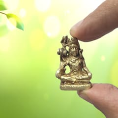 Rare Miniature Brass Idol Mahadev Siva, Destroyer Of Evils: Unique Collectible Gold Finish Statue (11905)