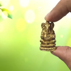 Rare Miniature Brass Idol Ganesha: Unique Collectible Gold Finish Statue (11900)