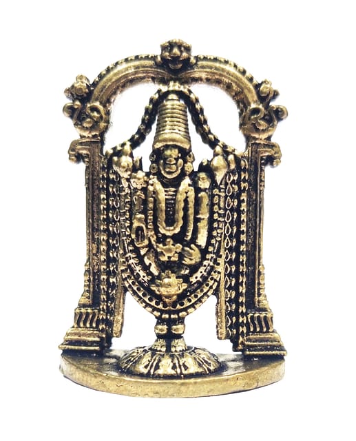 Rare Miniature Brass Idol Tirupathi Balaji Venkateswara: Collectible Statue With Detailed Fine Workmanship (12698Z44)