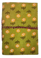 Handmade Paper Journal 'Festive Blooms': Block-print Fabric Cover Vintage Diary Notebook With Thread Closure, 7*5 Inches (12747B)