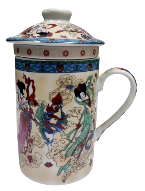 Porcelain Oriental Green Tea Mug with Infuser and Lid (11723R)