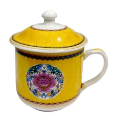 Porcelain Oriental Tea Cup With Lid 'Sacred Flower' (11799B)