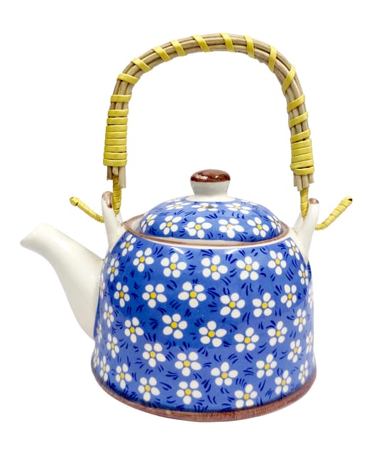 Beautifully Painted Ceramic Kettle Tea Coffee Pot 500 ml With Steel Strainer (11219)