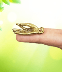 Rare Miniature Brass Idol Buddha's Hand In Vitarka Mudra: Collectible Statue With Detailed Fine Workmanship (12698Z47)