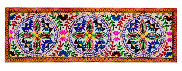 Cotton Tapestry 'Three Chakras': Vintage Embroidery Table Runner or Wall Hanging (12232)