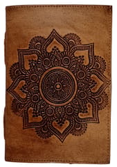 Leather Journal 'Flower Of Life': Vintage Spiritual Design Diary Notebook (12585)